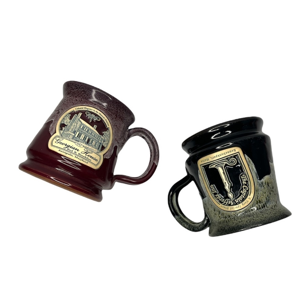 Deneen Pottery Set Hand Thrown Coffee Mugs Georgian House Captain Jefferds Inn - Picture 3 of 16